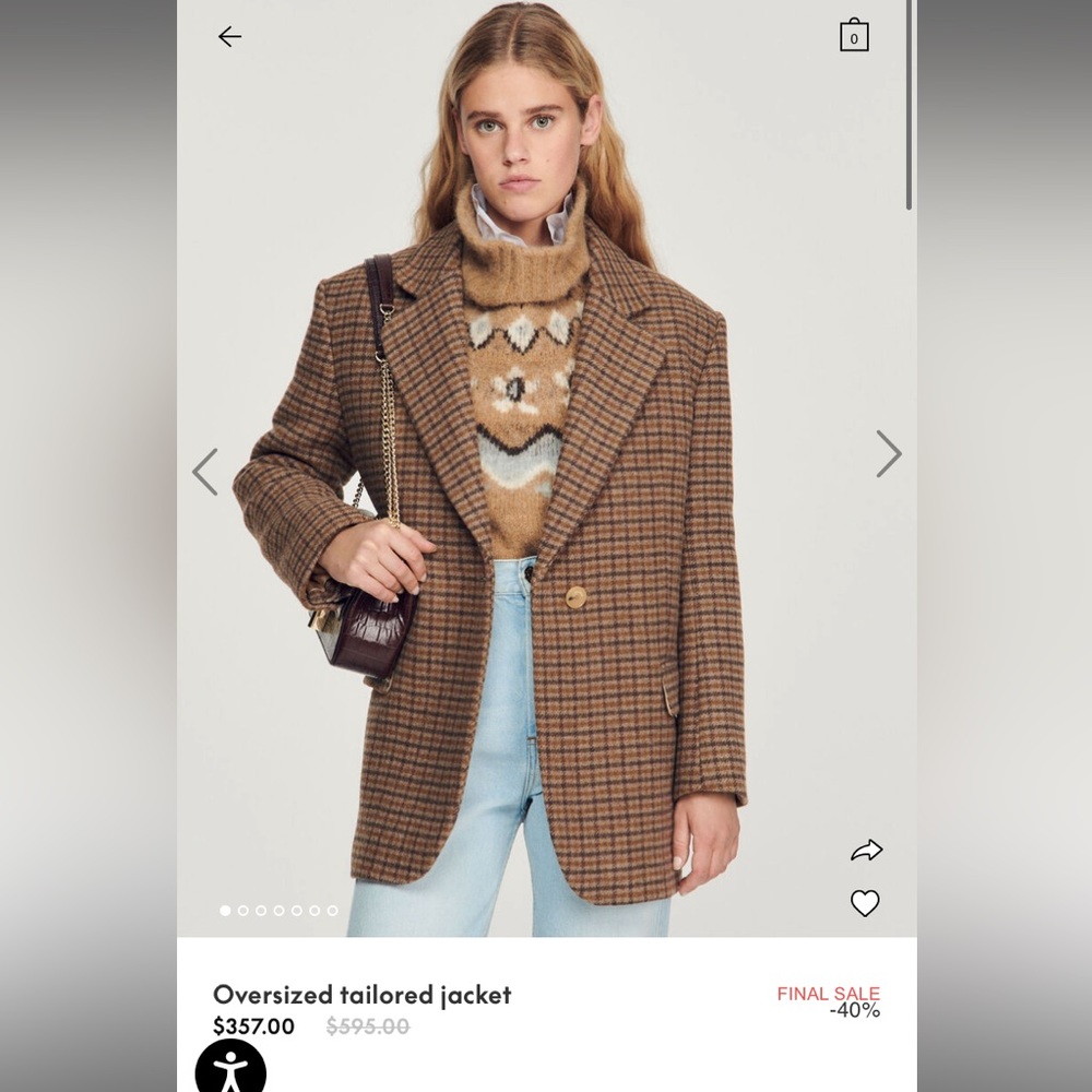 COPY - Sandro AW22 Oversized tailored jacket 40 / sz 8 NEW